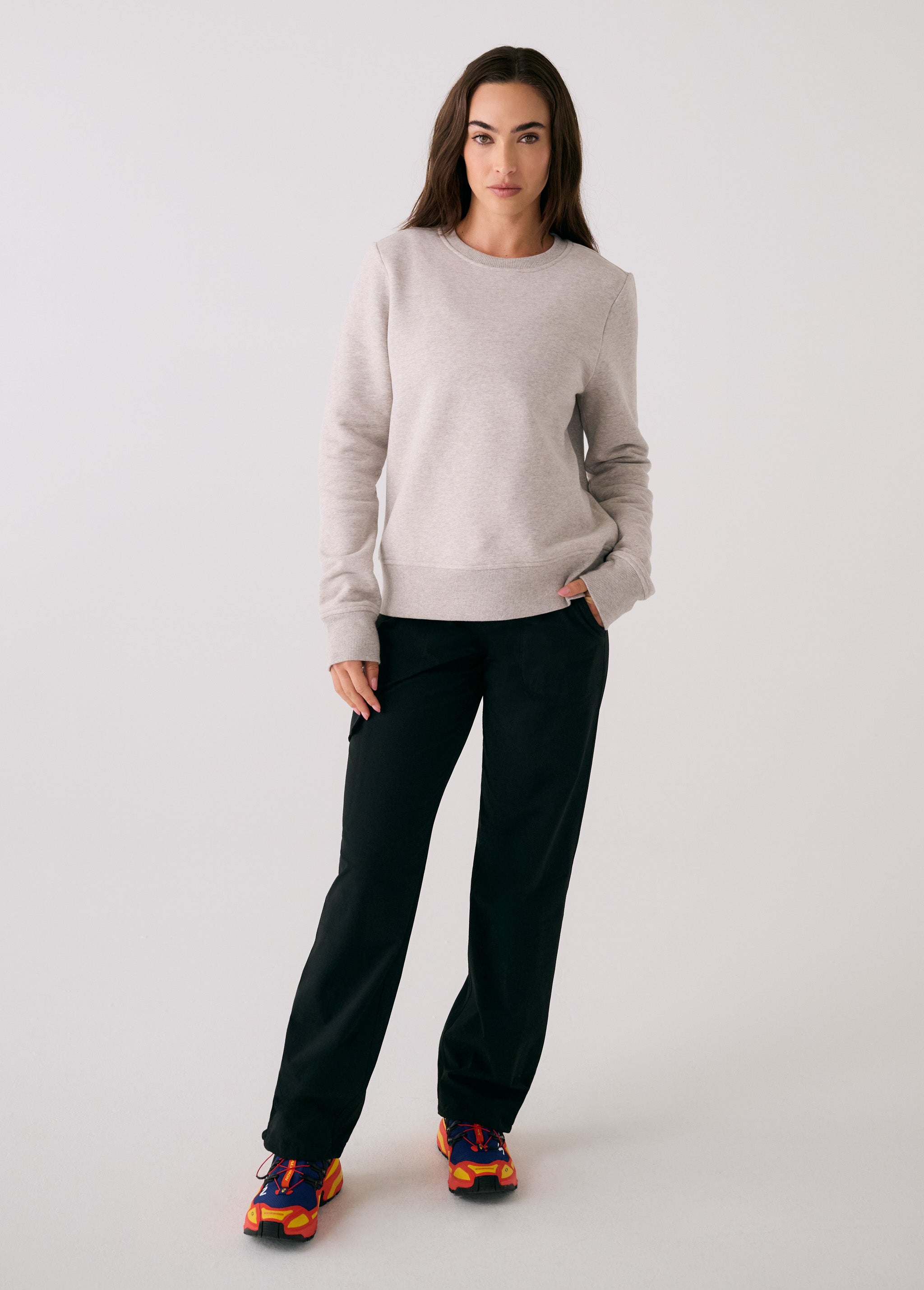 Lolë Icone Crew Neck Pullover in light grey