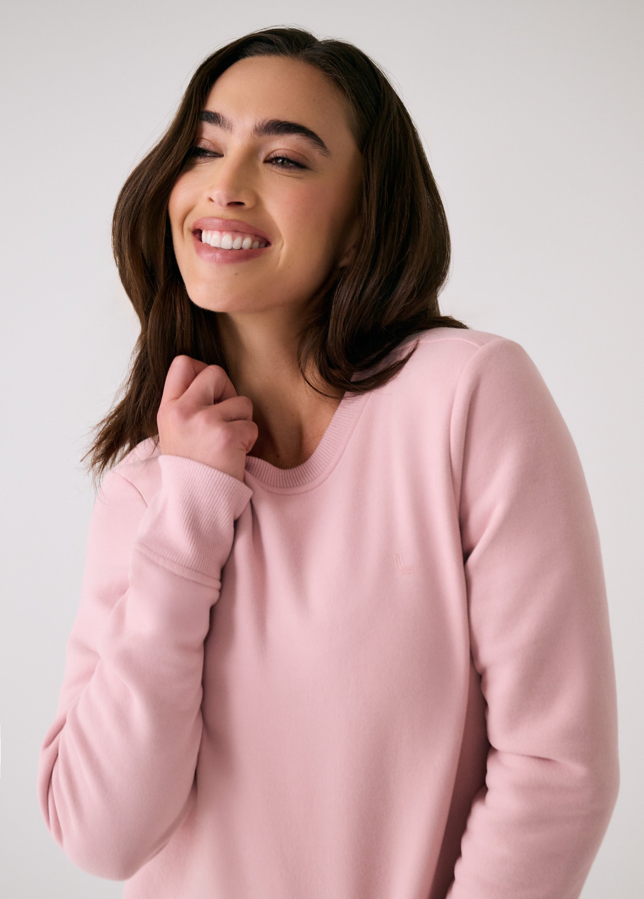 Lolë Icone Crew Neck Pullover in Ballerina blush pink