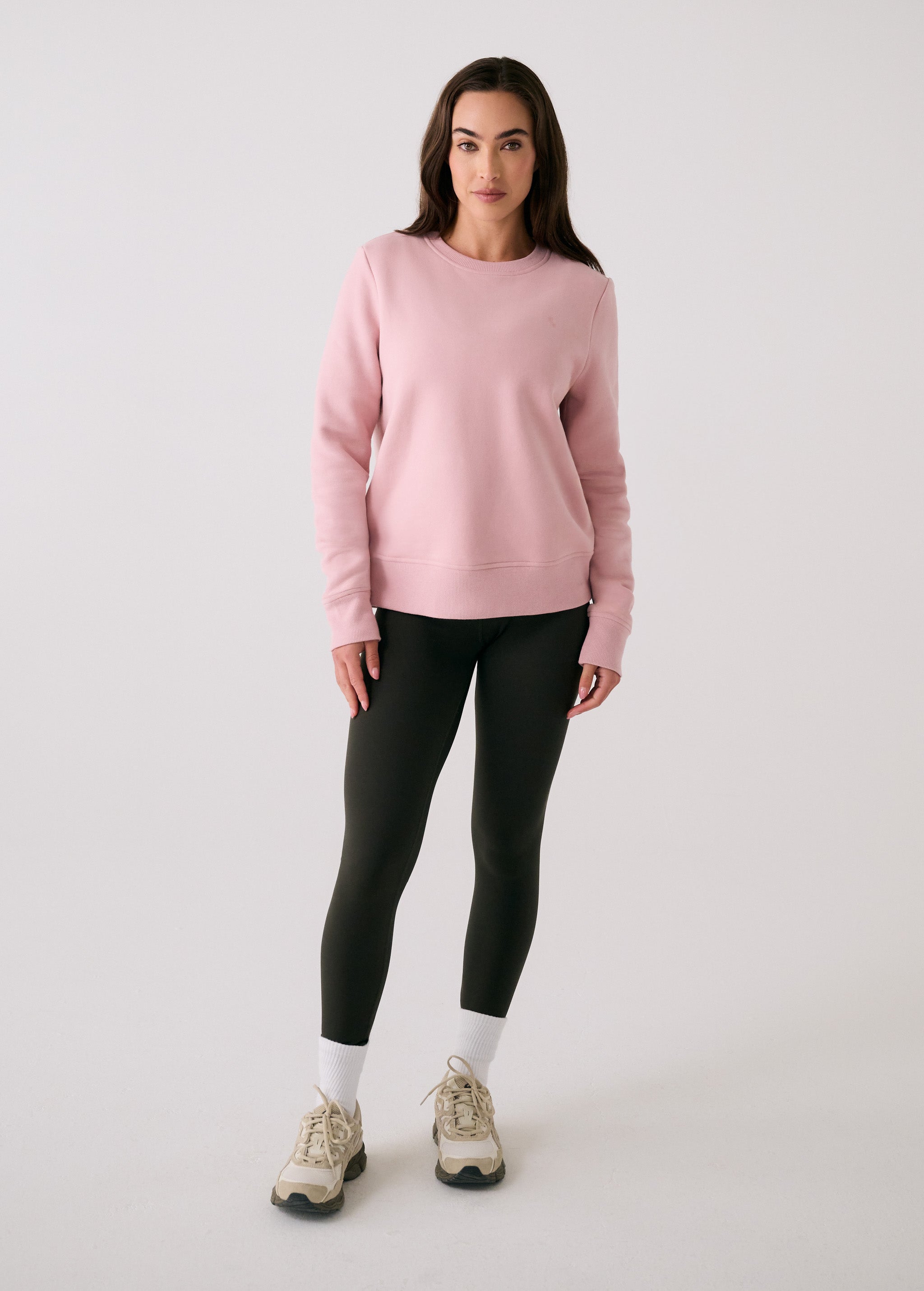 Lolë Icone Crew Neck Pullover in Ballerina blush pink