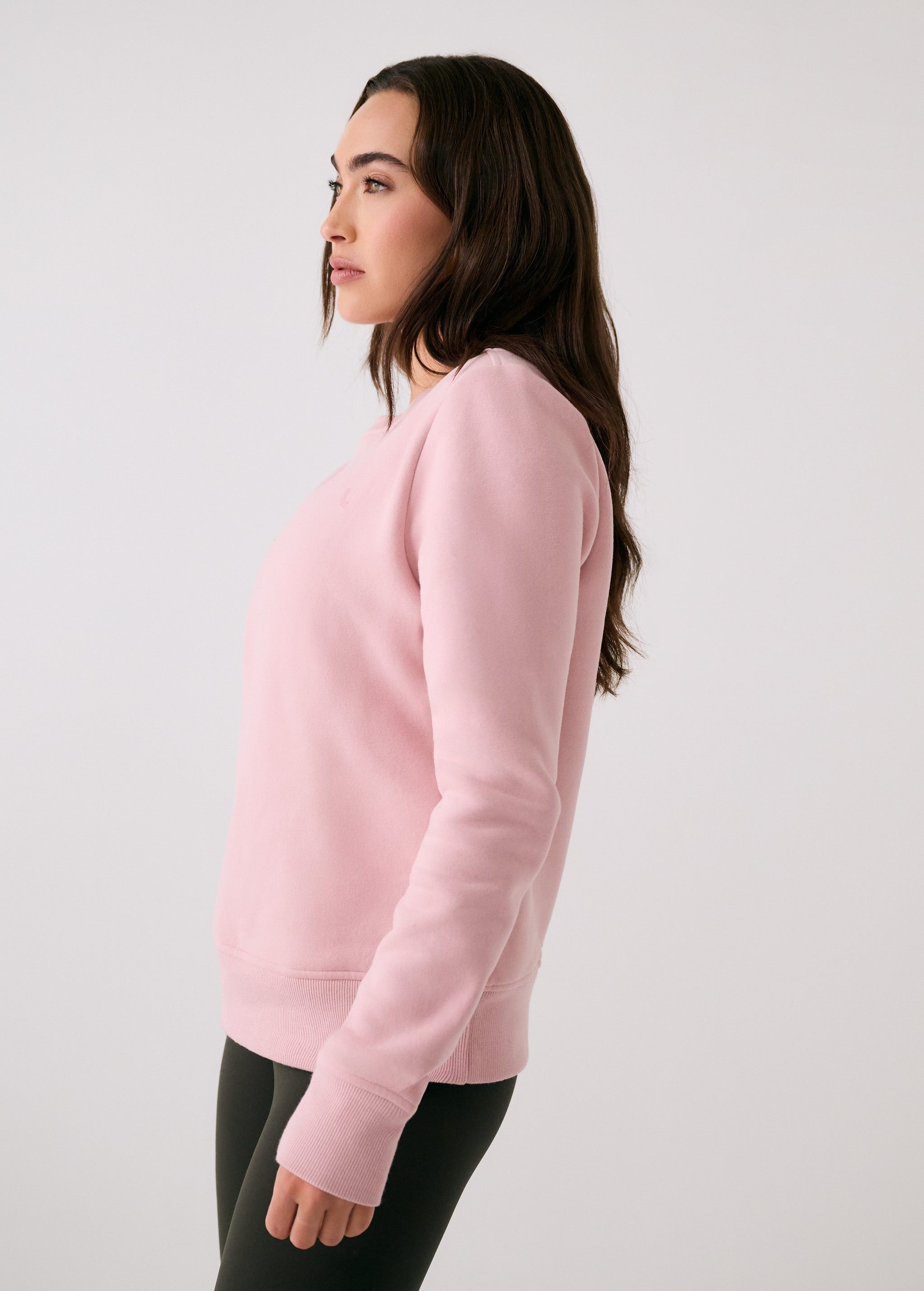Lolë Icone Crew Neck Pullover in Ballerina blush pink