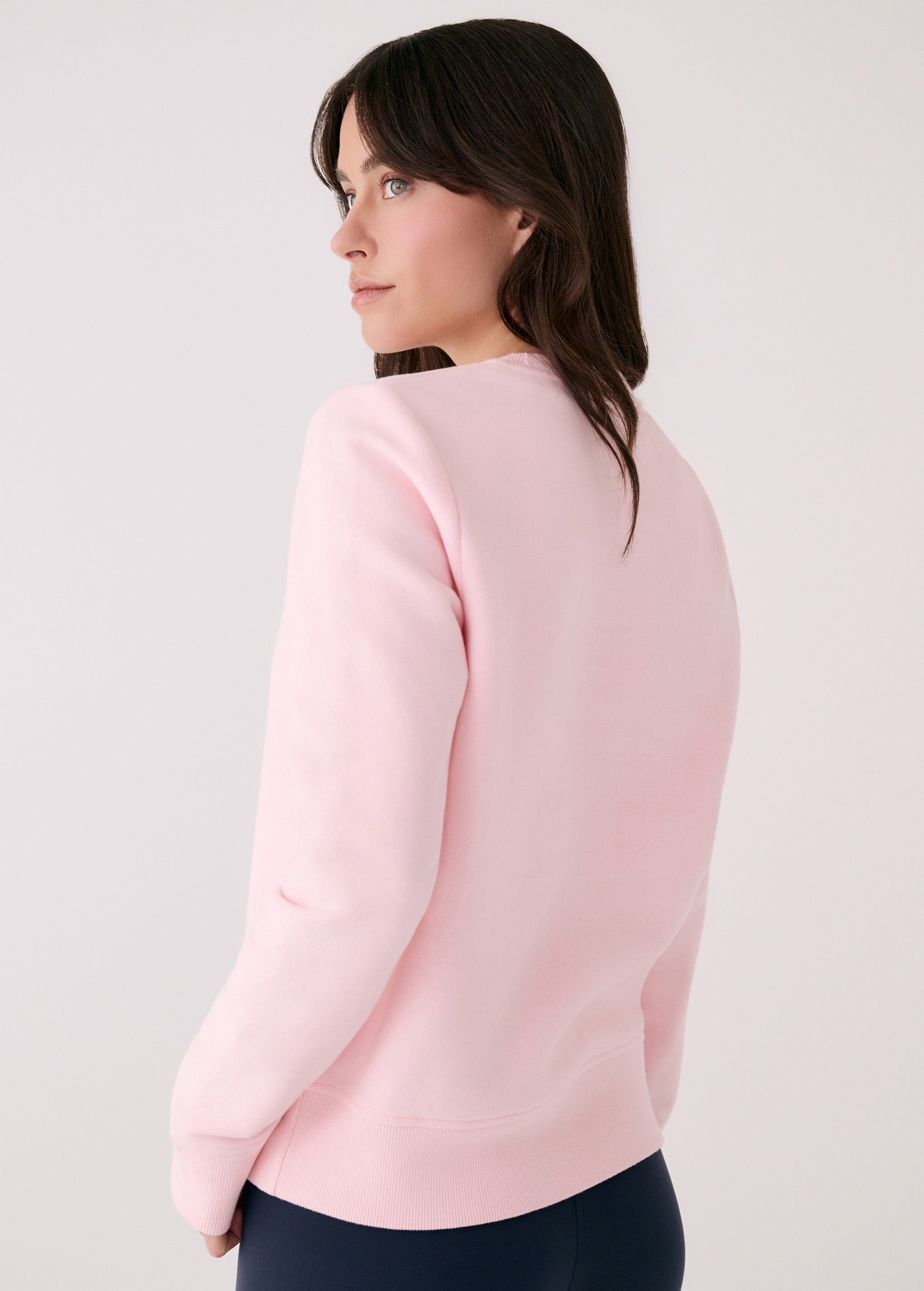 Lolë Icone Crew Neck Pullover in Sorbetta light pink