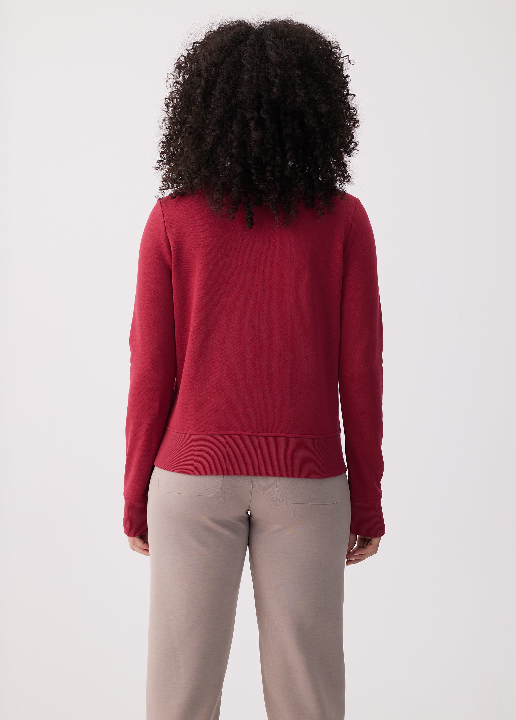 Lolë Icone Crew Neck Pullover in Garnet dark red