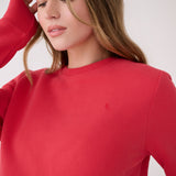 Lolë Icone Crew Neck Pullover in Poppy red