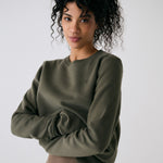 Lolë Icone Crew Neck Pullover in Moss olive green