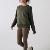 Lolë Icone Crew Neck Pullover in Moss olive green
