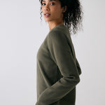 Lolë Icone Crew Neck Pullover in Moss olive green