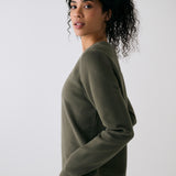 Lolë Icone Crew Neck Pullover in Moss olive green