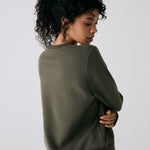 Lolë Icone Crew Neck Pullover in Moss olive green