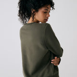 Lolë Icone Crew Neck Pullover in Moss olive green