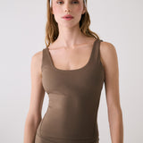 Lolë Serene Support Tank Top in Mocha olive brown