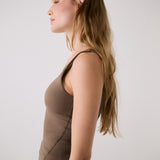 Lolë Serene Support Tank Top in Mocha olive brown