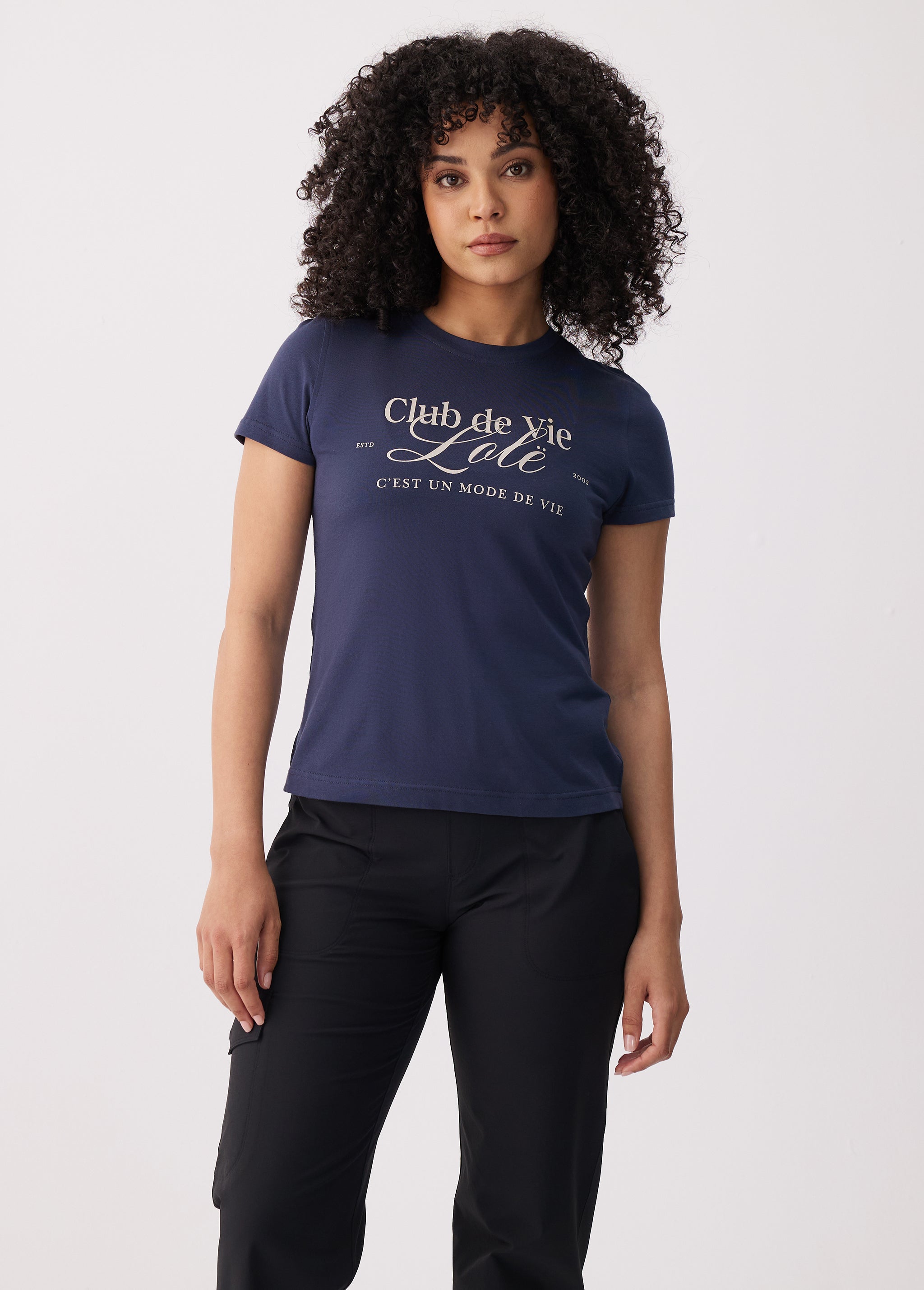 Lolë Laurier Logo T-shirt in navy