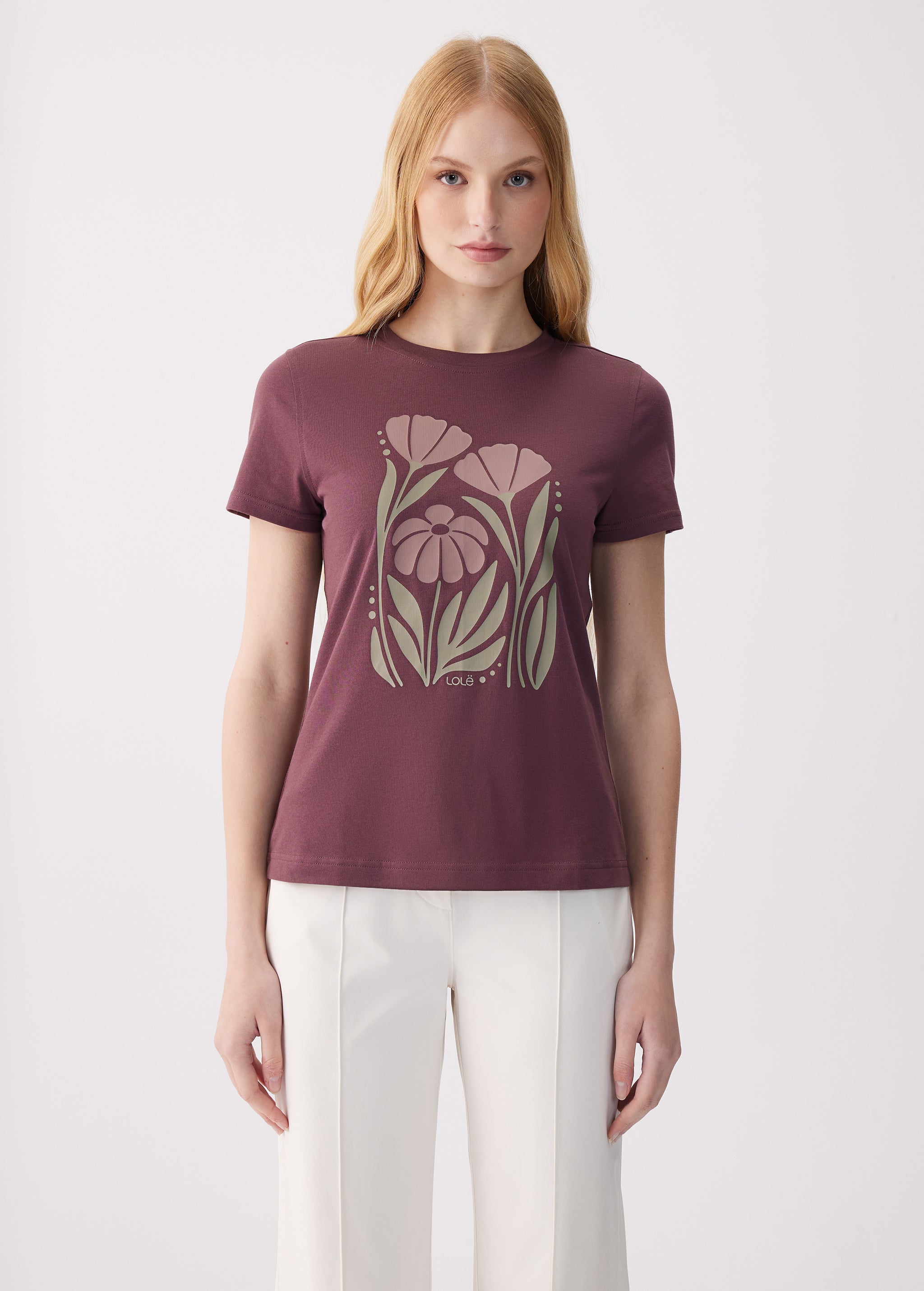 Lolë Laurier Logo T-shirt in plum