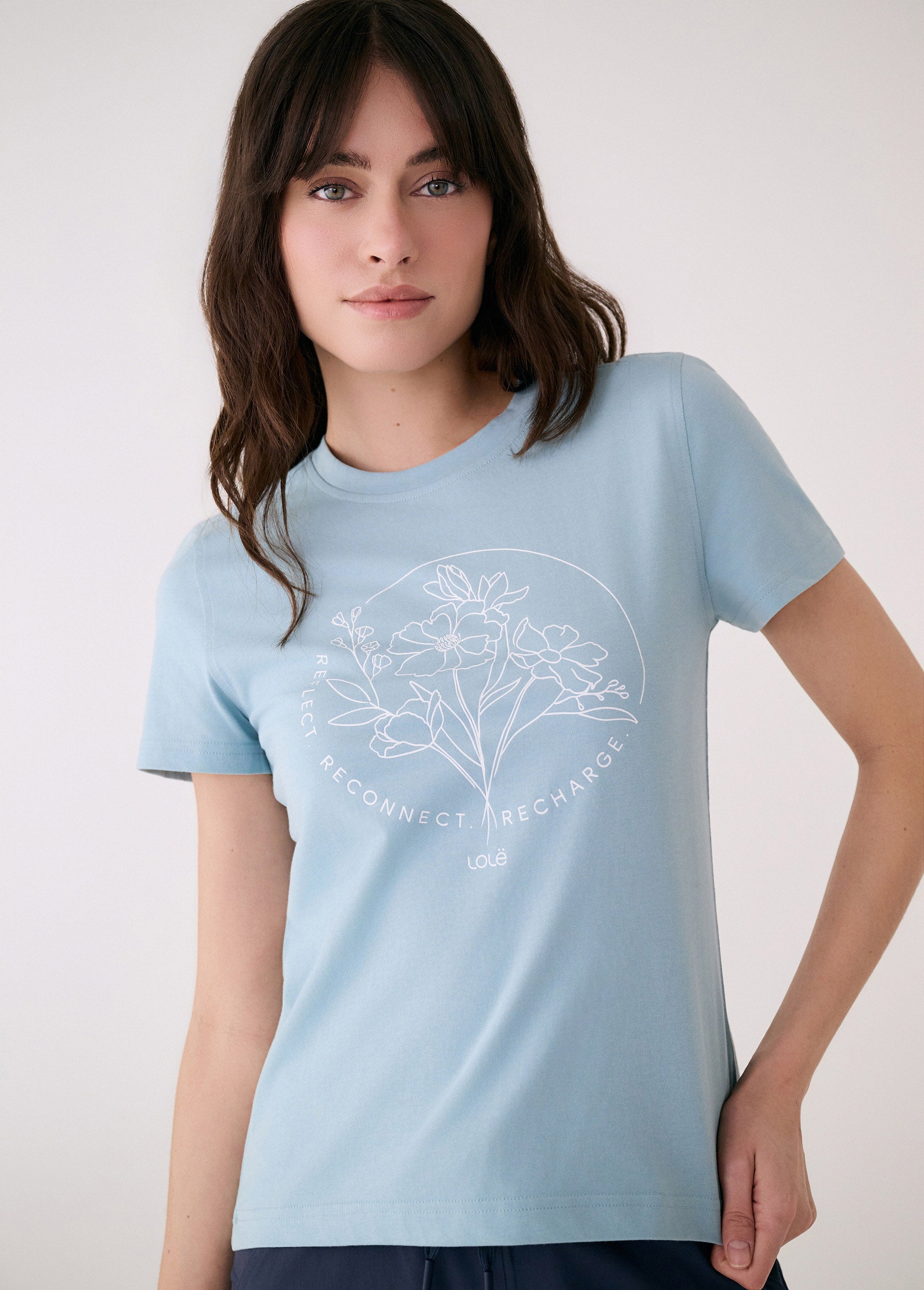 Lolë Laurier Logo T-shirt in Aquarius light blue