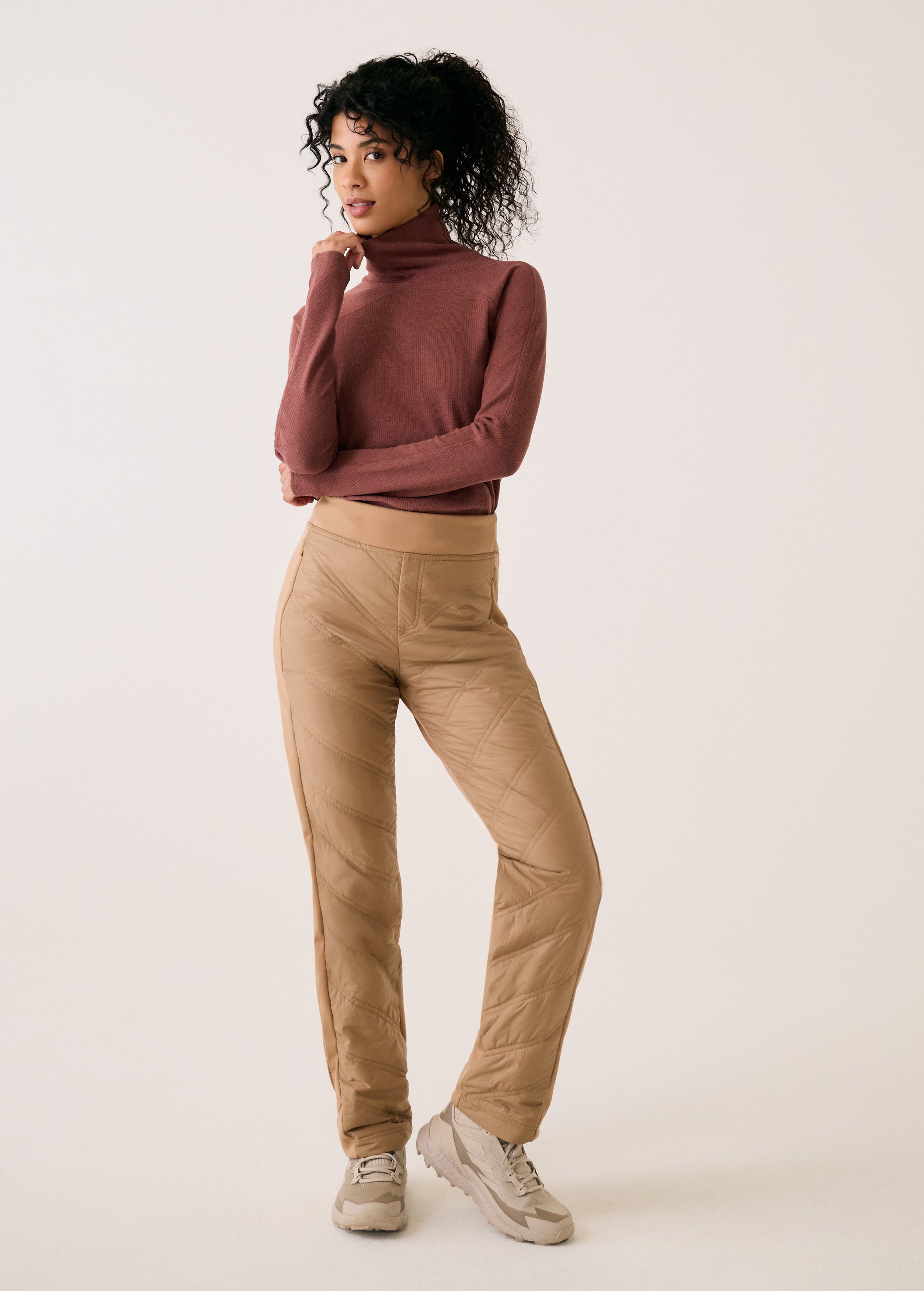 Lolë Flor Pants in Dune khaki brown