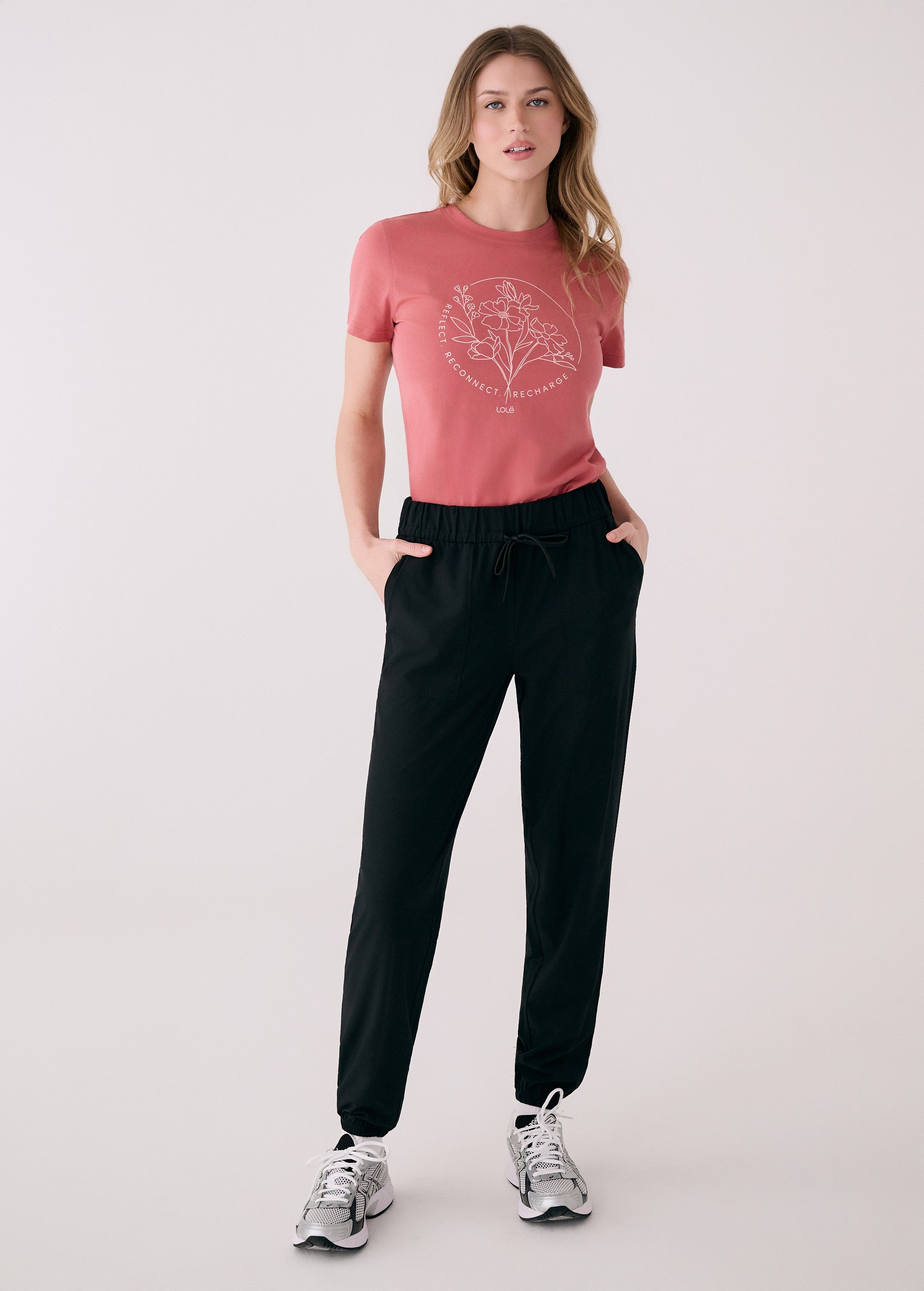Lolë Olivie Light Jogger in black — the Olivie Jogger is your go-anywhere take on comfort