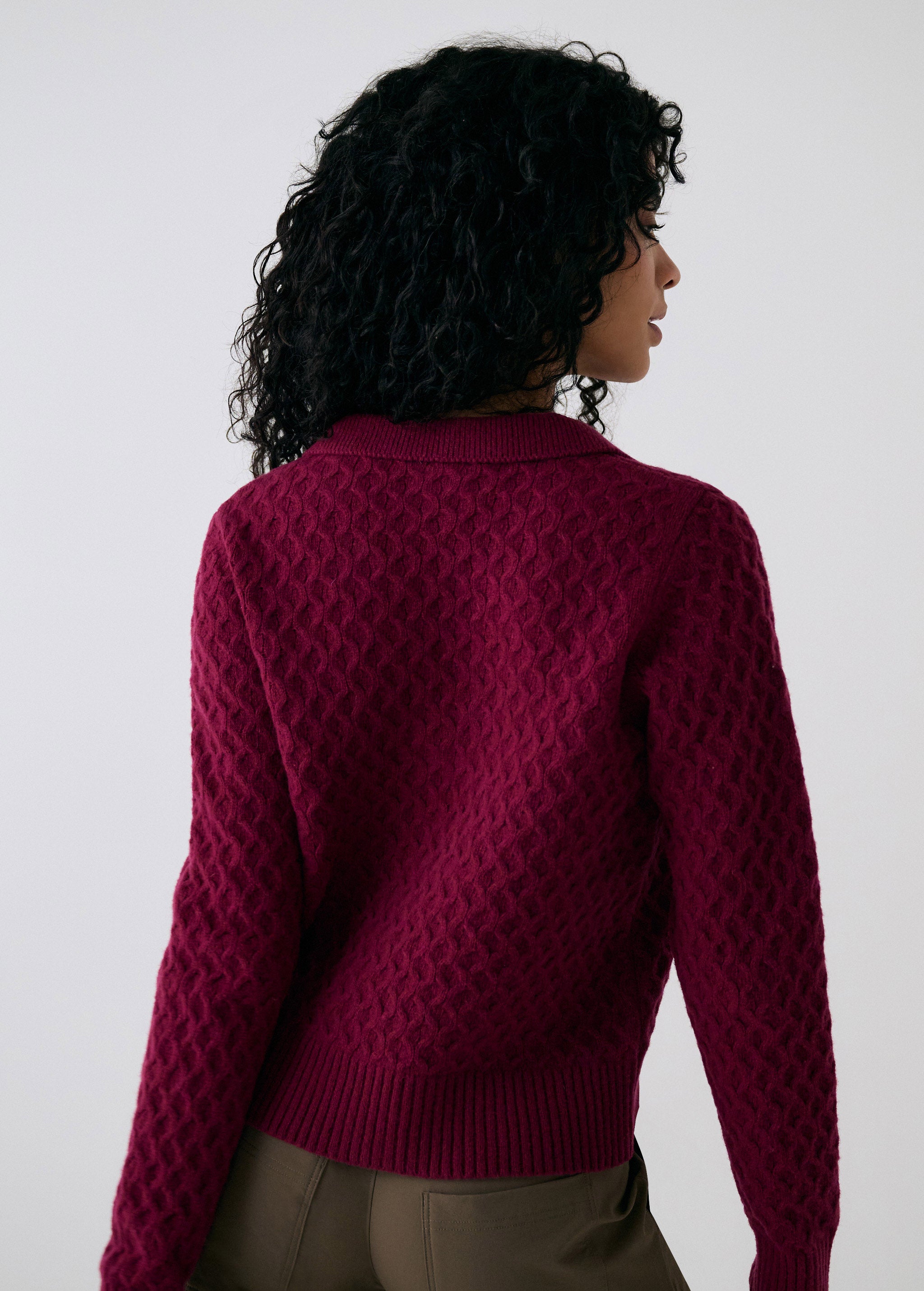 Lolë Verdun Polo Sweater in burgundy