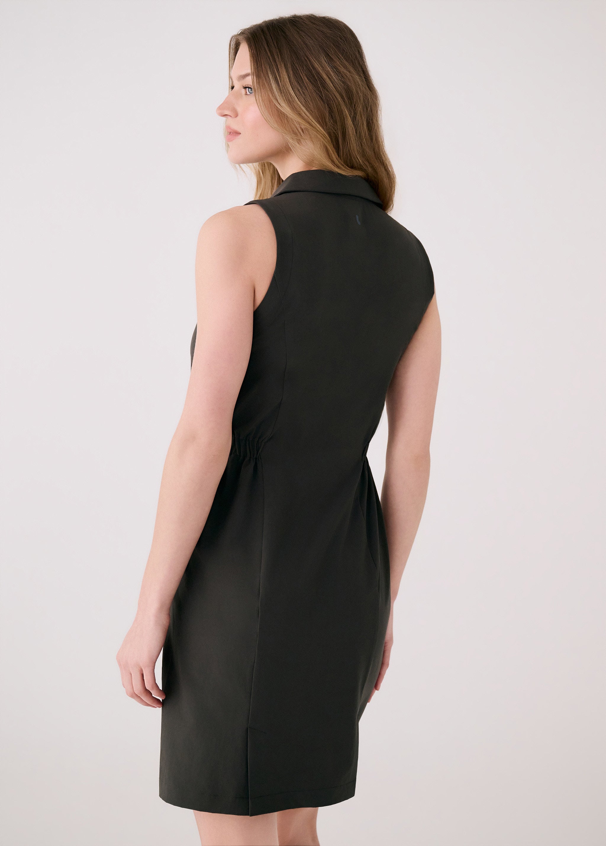 Lolë Olivie Shirt Dress in olive — a sporty take on a classic shirt dress