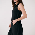 Lolë Olivie Shirt Dress in black — a sporty take on a classic shirt dress