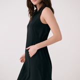 Lolë Olivie Shirt Dress in black — a sporty take on a classic shirt dress