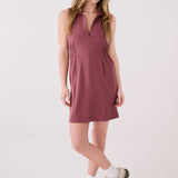 Lolë Olivie Shirt Dress in Mauveberry dusty rose — a sporty take on a classic shirt dress