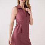 Lolë Olivie Shirt Dress in Mauveberry dusty rose — a sporty take on a classic shirt dress