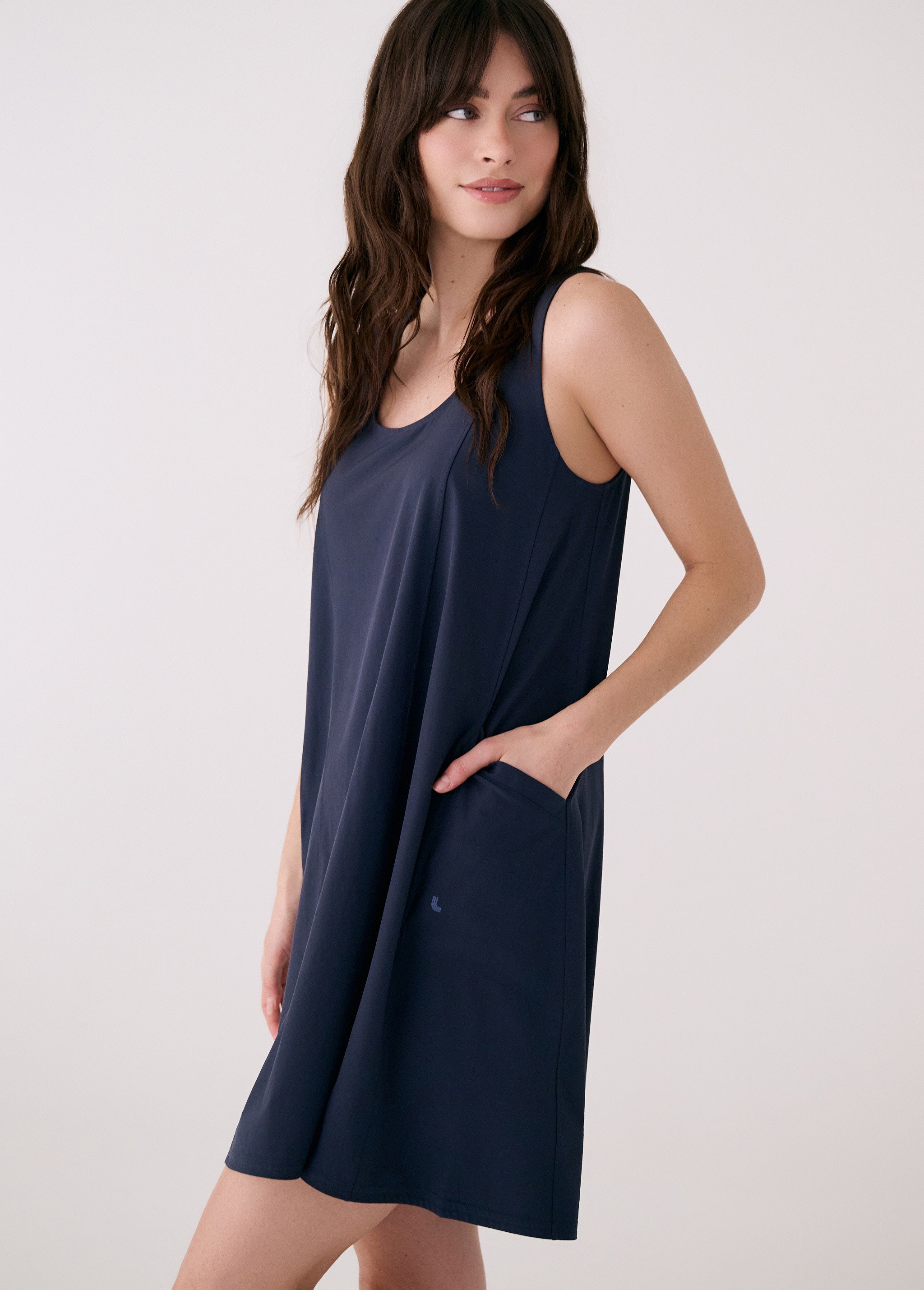 Lolë Olivie Swing Dress in Outerspace navy