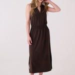 Lolë Olivie Midi Dress in Java dark brown