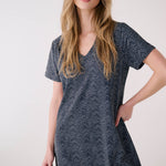 Lolë Olivie V Neck Dress in navy print