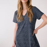 Lolë Olivie V Neck Dress in navy print