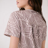 Lolë Olivie V Neck Dress in taupe leaf print