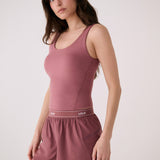 Lolë Sofia Active Short in Mauveberry dusty rose — pick up the pace in the Sofia Active Short