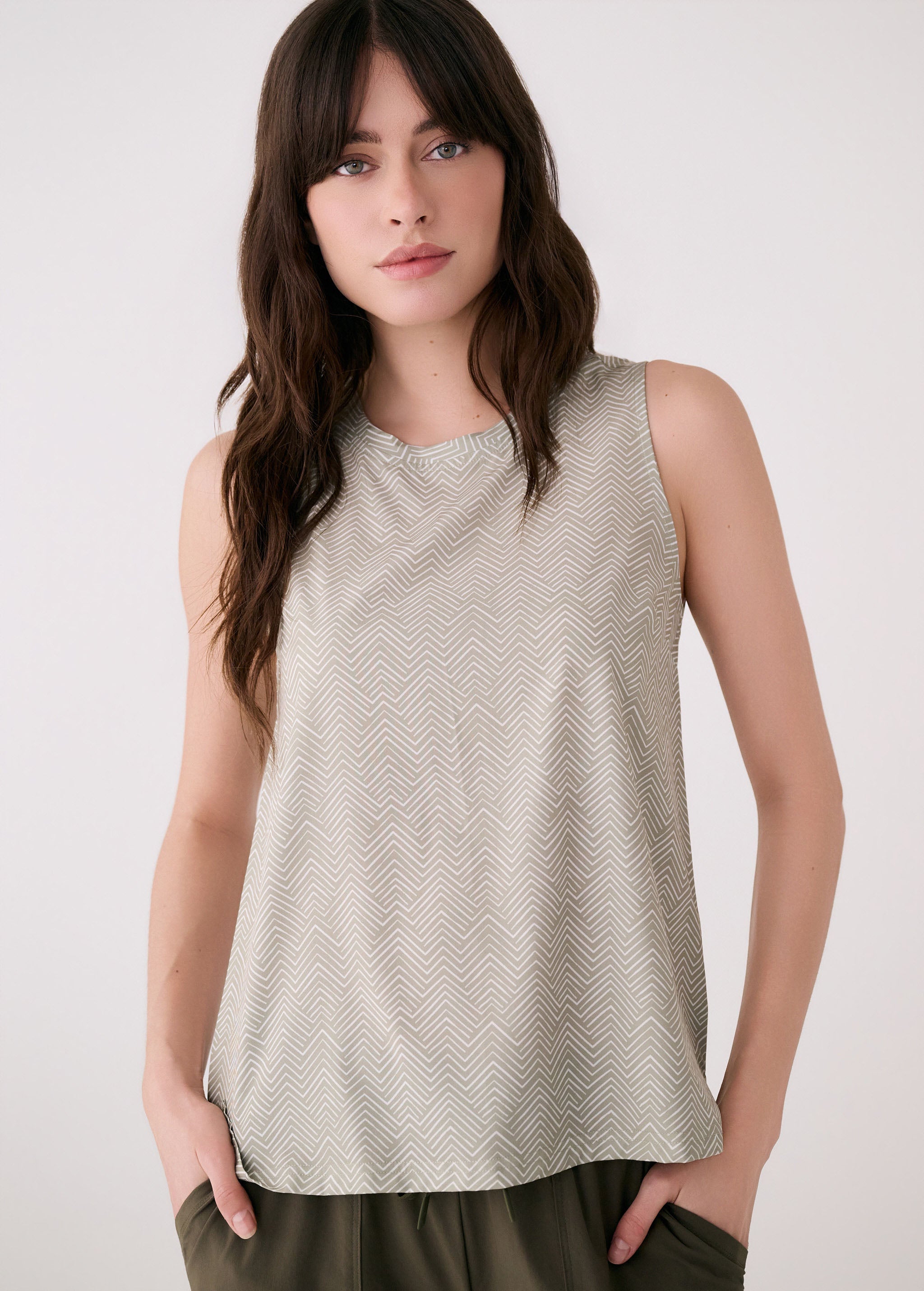 Lolë Olivie Tank in sage green print