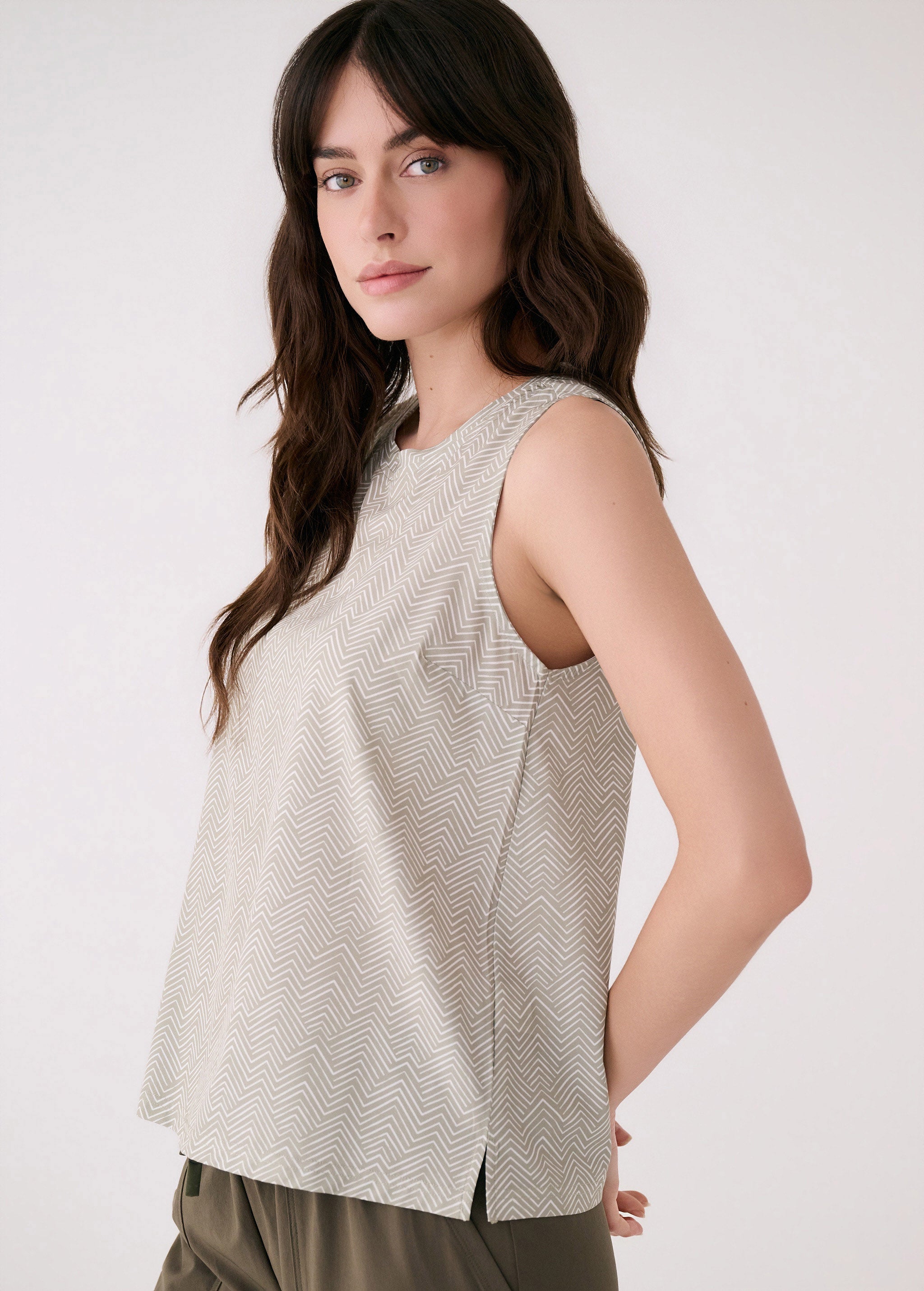 Lolë Olivie Tank in sage green print