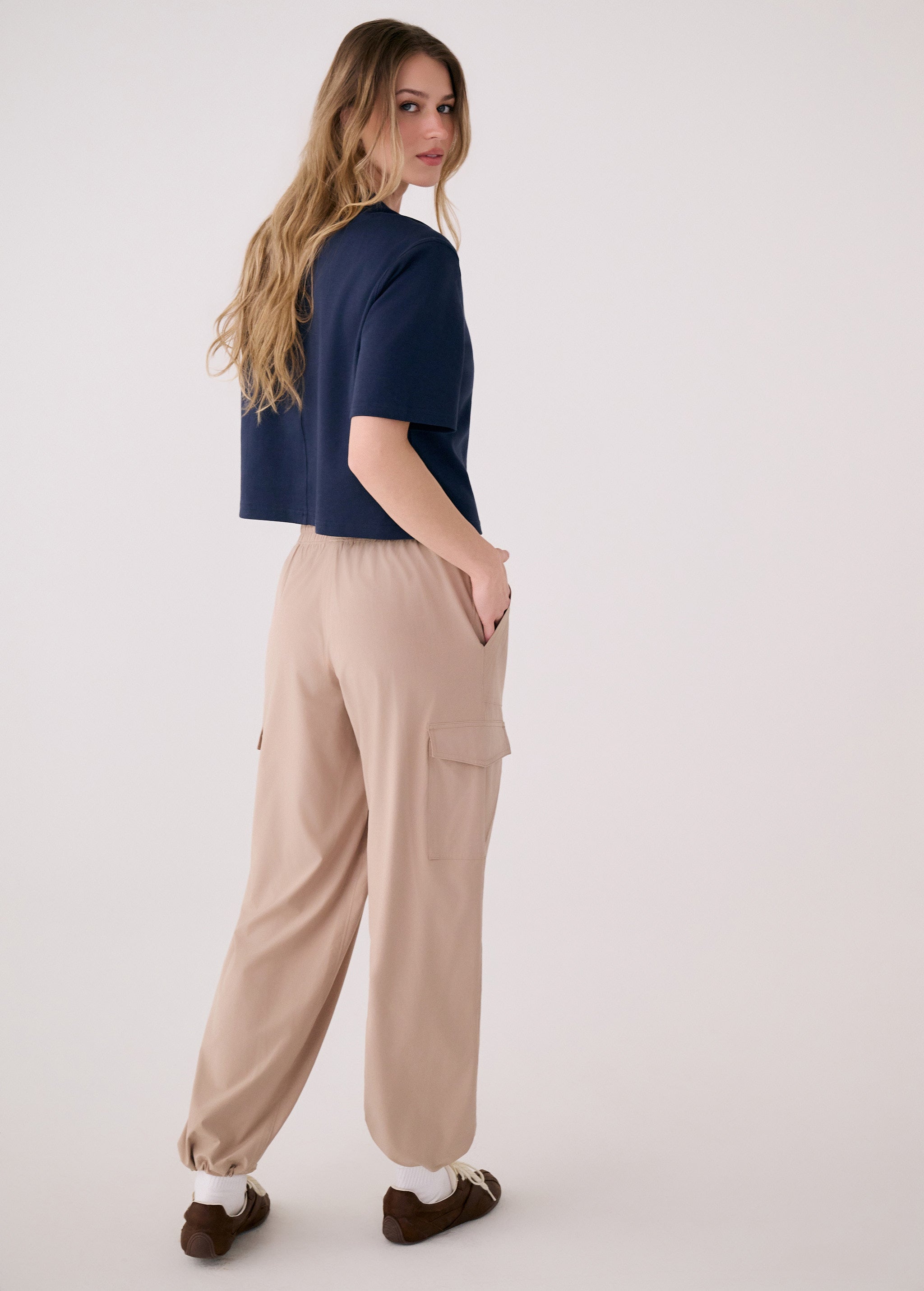 Lolë Sofia Cargo Pant in Sandshell beige
