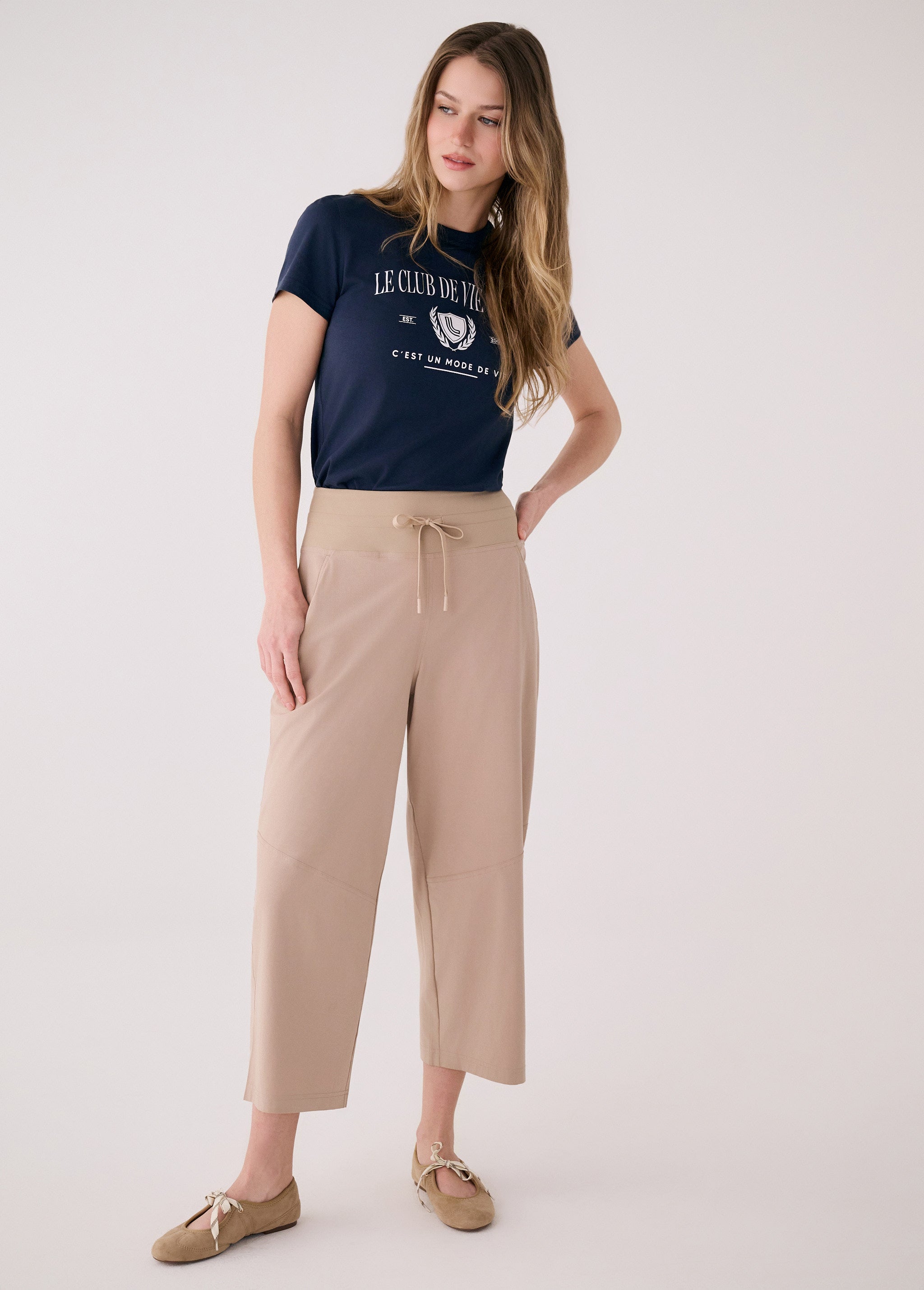 Lolë Sofia Crop Pant in Sandshell beige