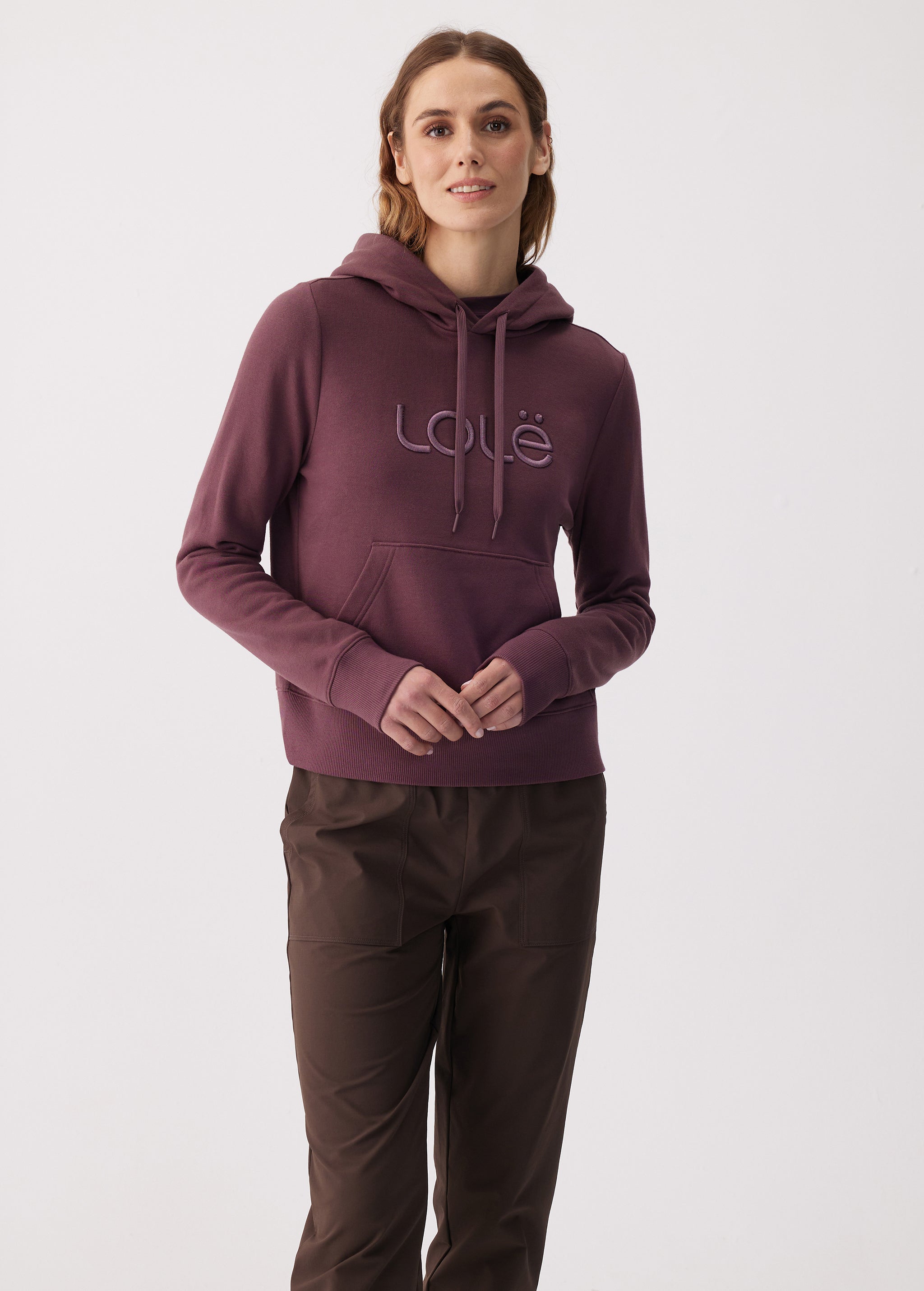 Lolë Icone Pullover Hoodie in Mulberry plum