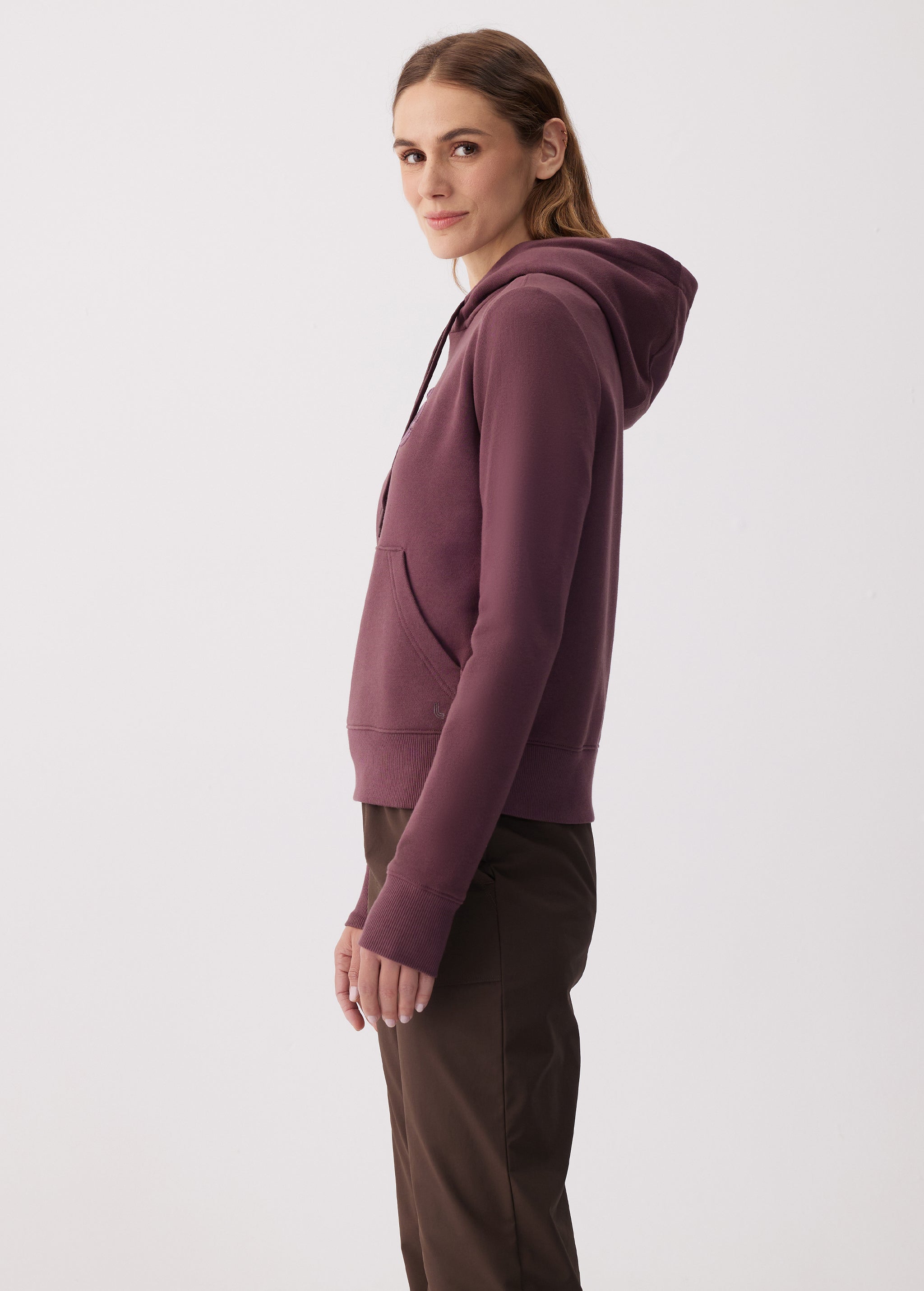 Lolë Icone Pullover Hoodie in Mulberry plum