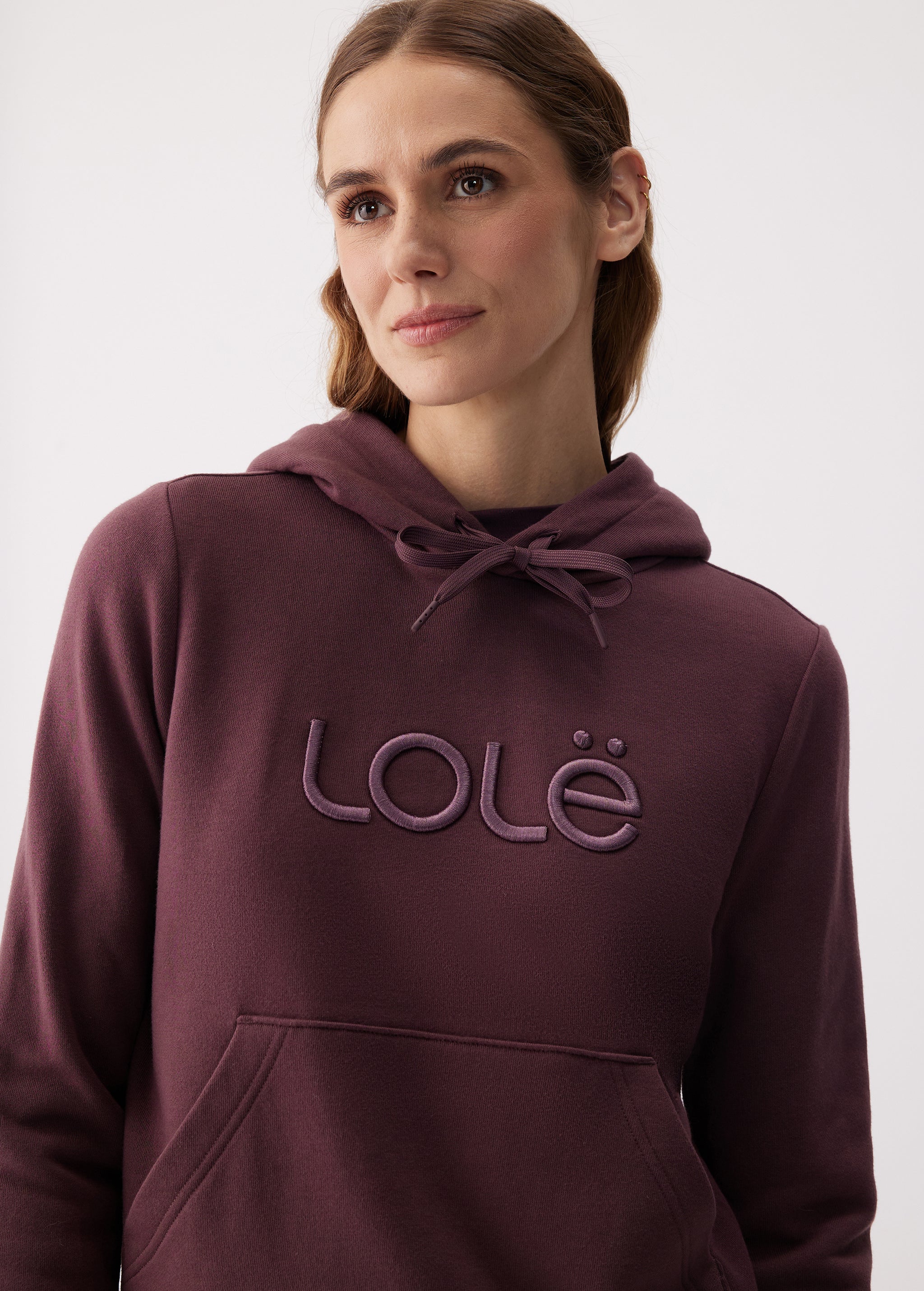 Lolë Icone Pullover Hoodie in Mulberry plum