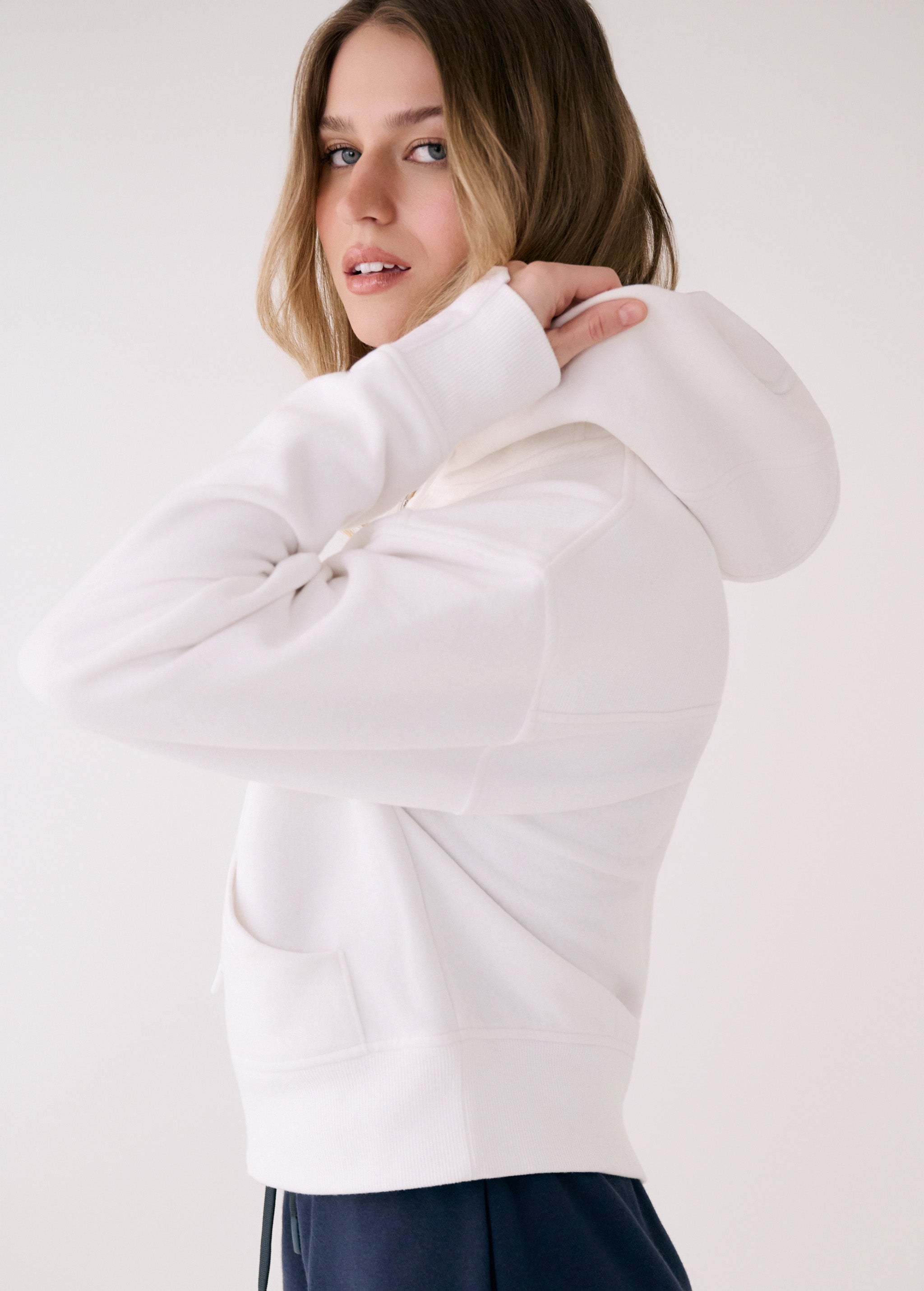 Lolë Icon Full Zip Hoodie in white