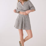 Lolë Bella Skirt in black stripe — an effortless cotton skirt with a relaxed, polished feel