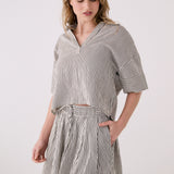 Lolë Bella Skirt in black stripe — an effortless cotton skirt with a relaxed, polished feel