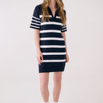 Lolë Club Polo Dress in navy stripe