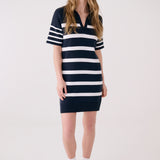 Lolë Club Polo Dress in navy stripe
