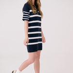 Lolë Club Polo Dress in navy stripe
