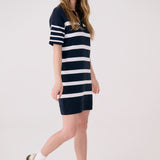 Lolë Club Polo Dress in navy stripe