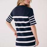 Lolë Club Polo Dress in navy stripe