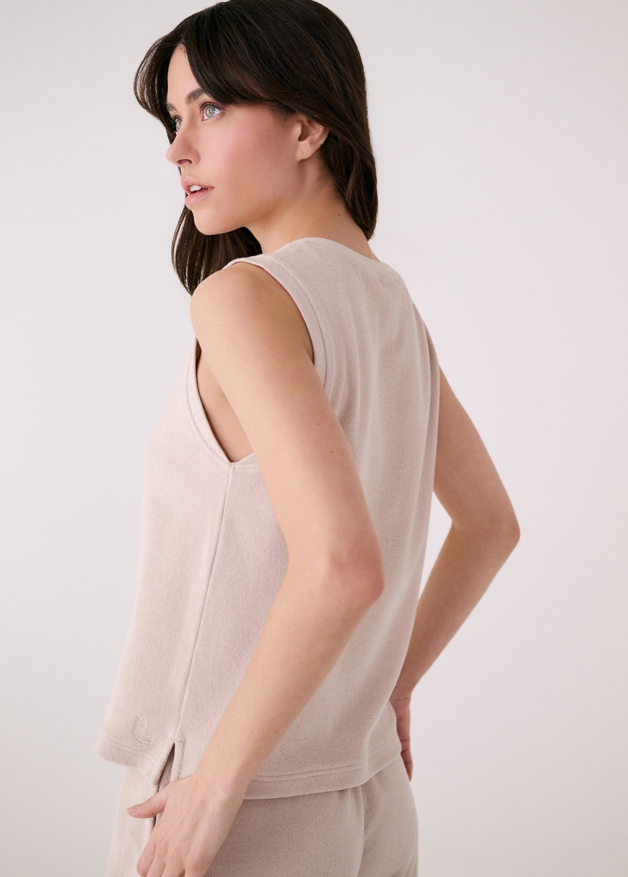 Lolë Coastal Tank Top in Abalone pale greige — an effortless tank made for warm escapes
