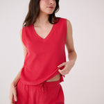 Lolë Coastal Tank Top in Poppy red — an effortless tank made for warm escapes