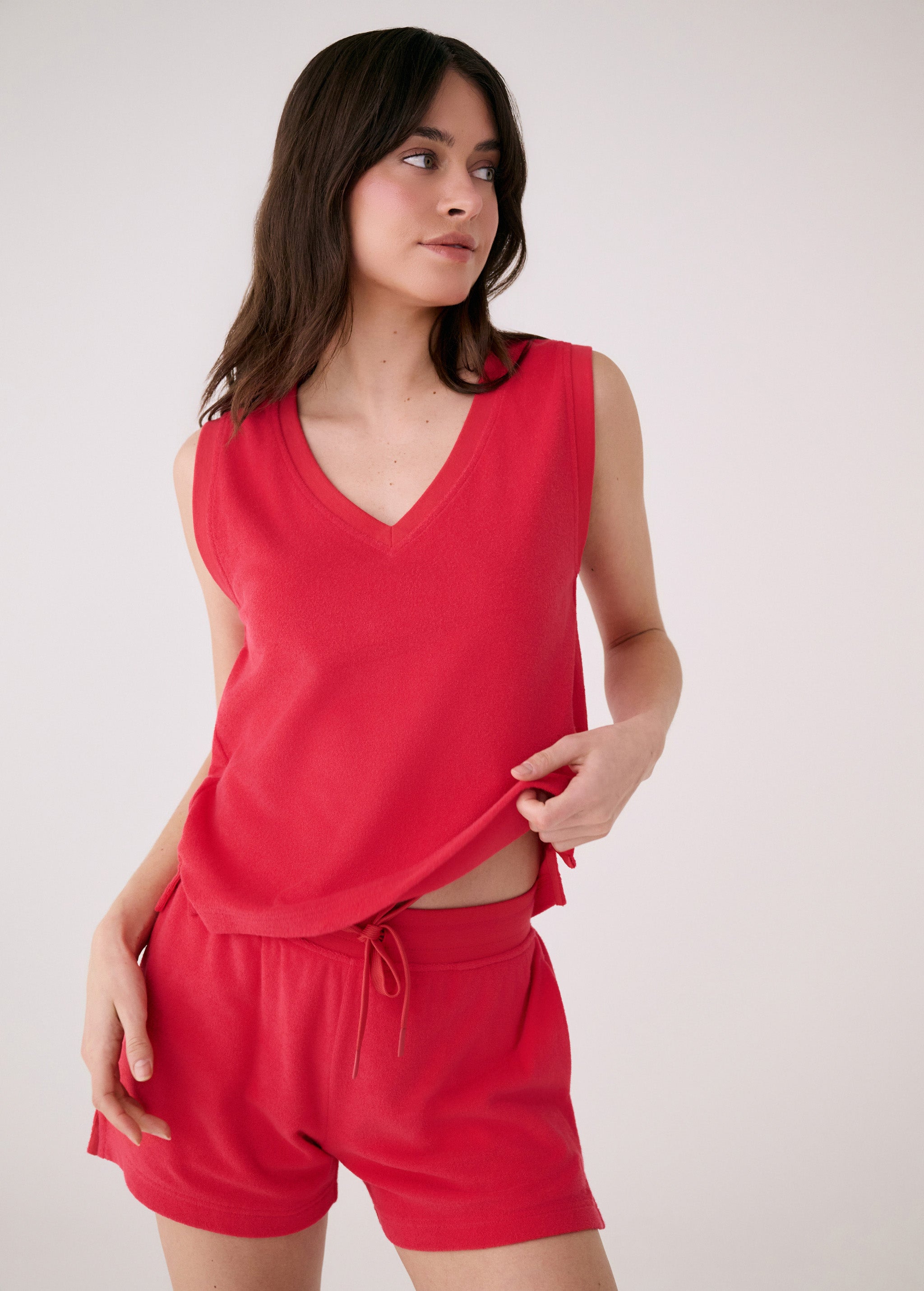 Lolë Coastal Tank Top in Poppy red — an effortless tank made for warm escapes